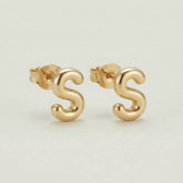 18K (750) Gold Initial Ohrstecker S Damen – Buchstaben Ohrringe | PAEEZE