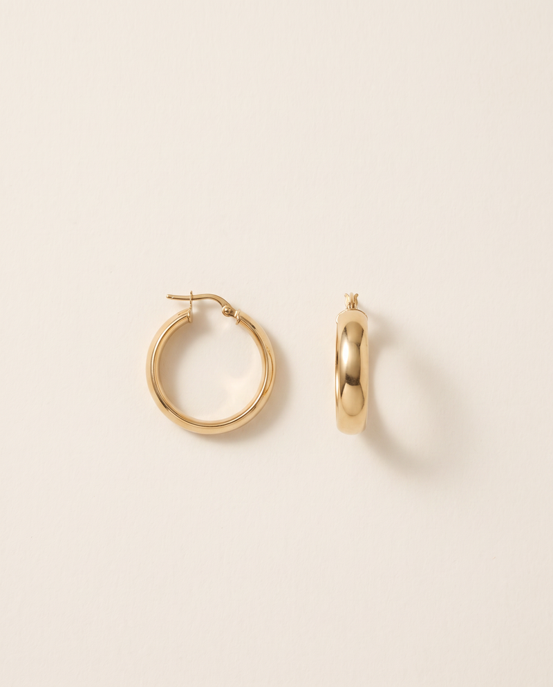 Klassische Creolen 23 mm aus 750er Gold, 5 mm breit – Ansicht 2