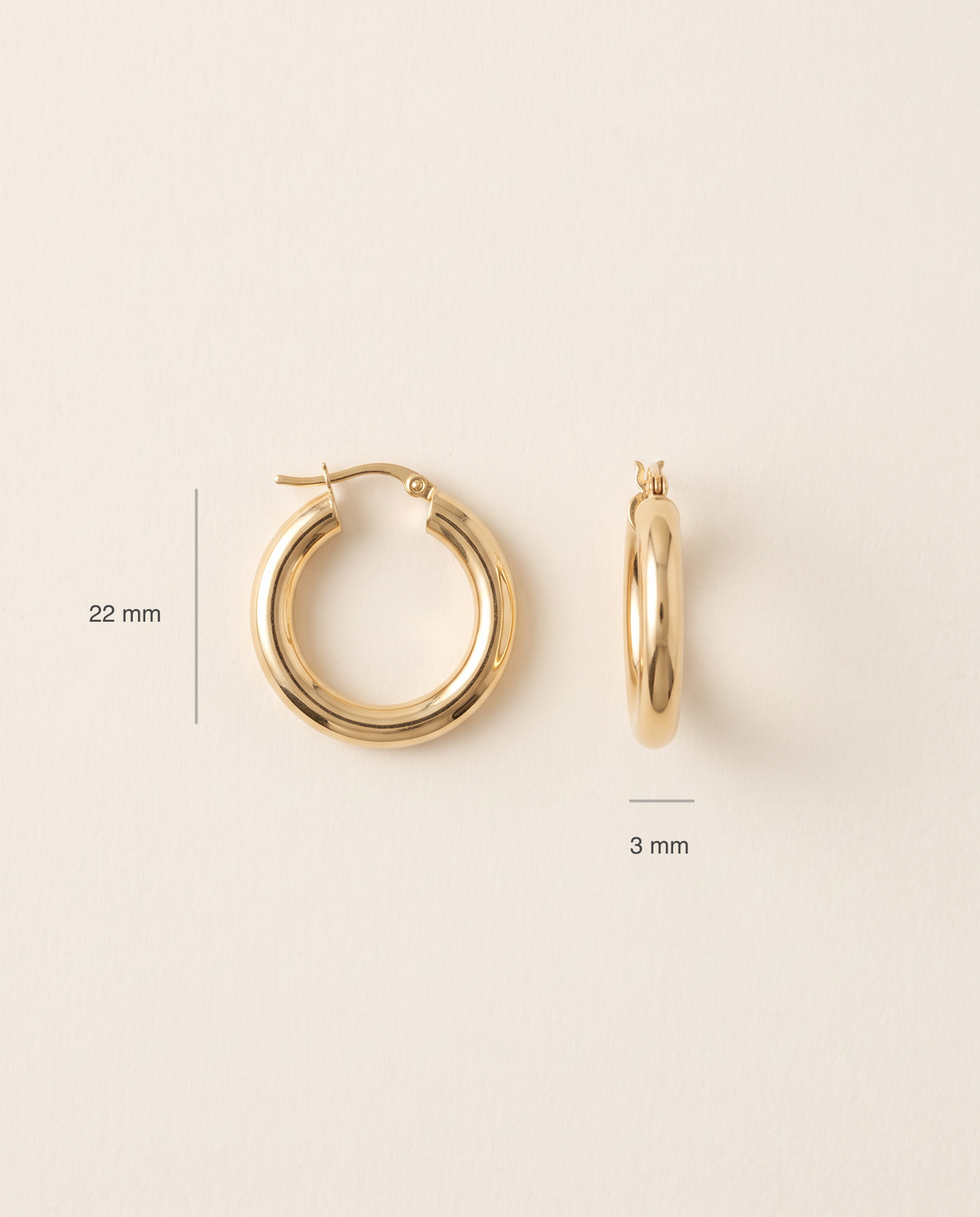 Schmale Creolen 23 mm aus 750er Gold, 3 mm breit – Ansicht 4