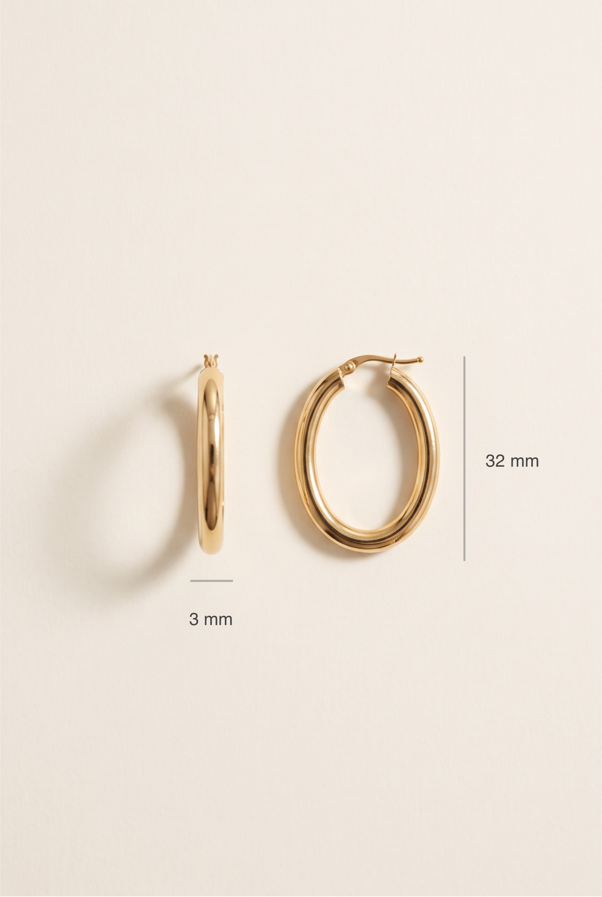 Ovale Creolen 32 mm aus 750er Gold – Ansicht 3