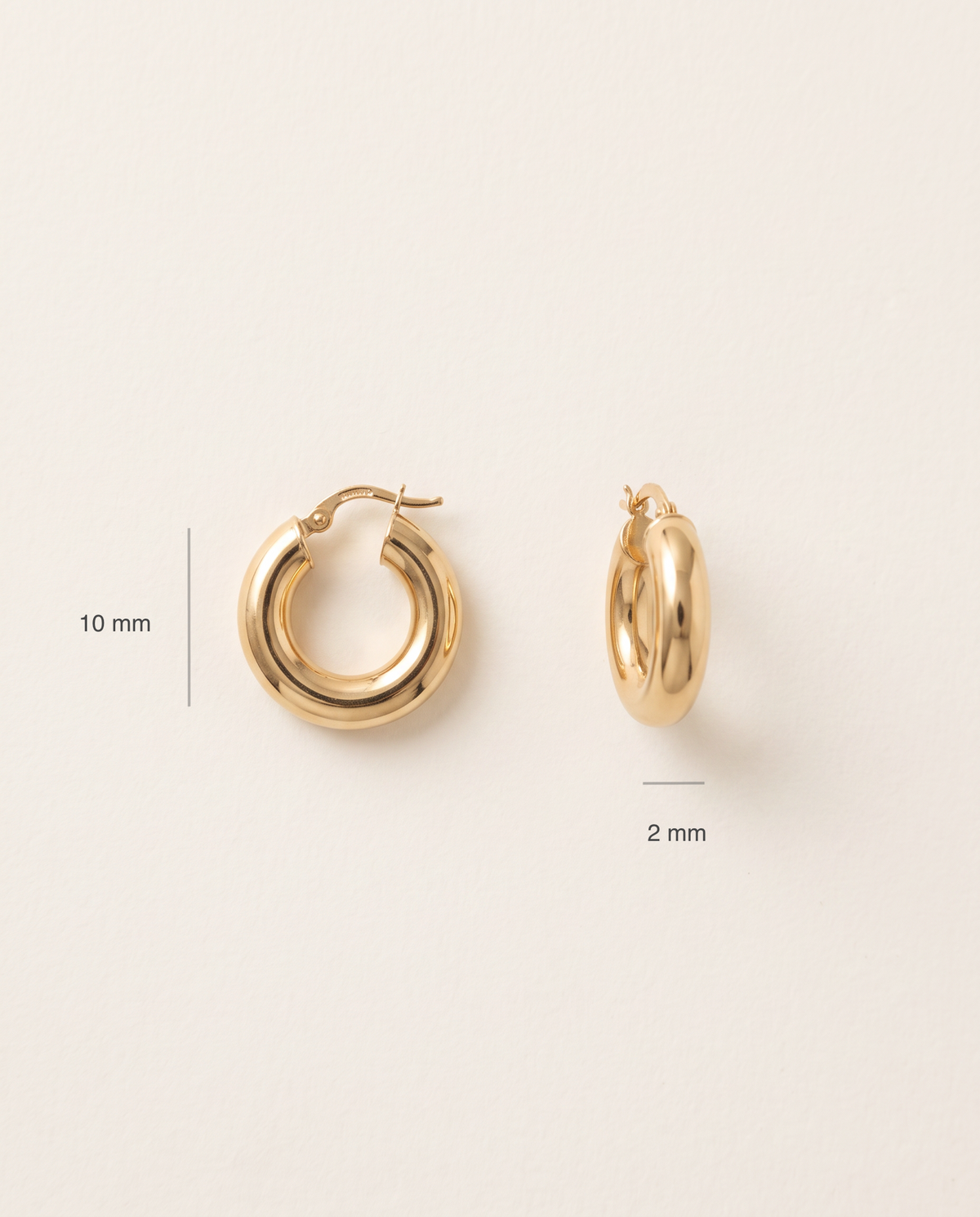 Kleine Creolen 10 mm aus 750er Gold, 2 mm stark – Ansicht 3