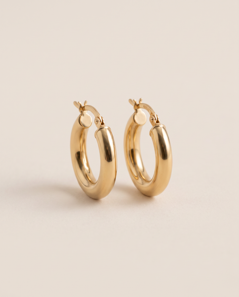 Kleine Creolen 10 mm aus 750er Gold, 2 mm stark – Ansicht 2