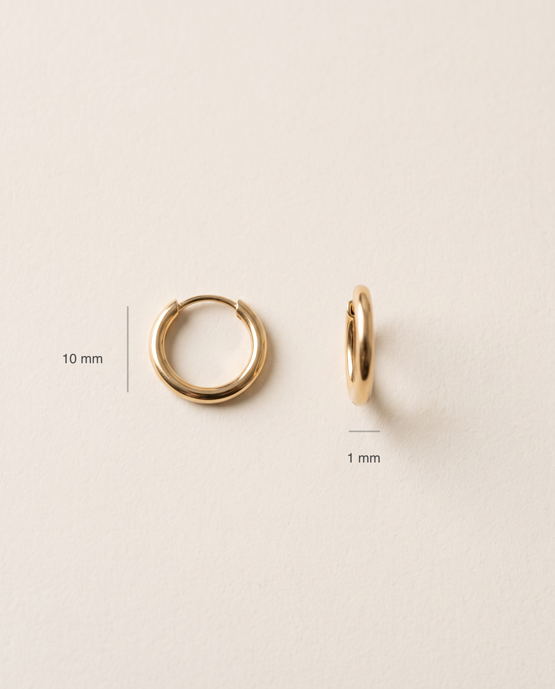 Huggie Creolen 10 mm aus 750er Gold – Unisex – Ansicht 2