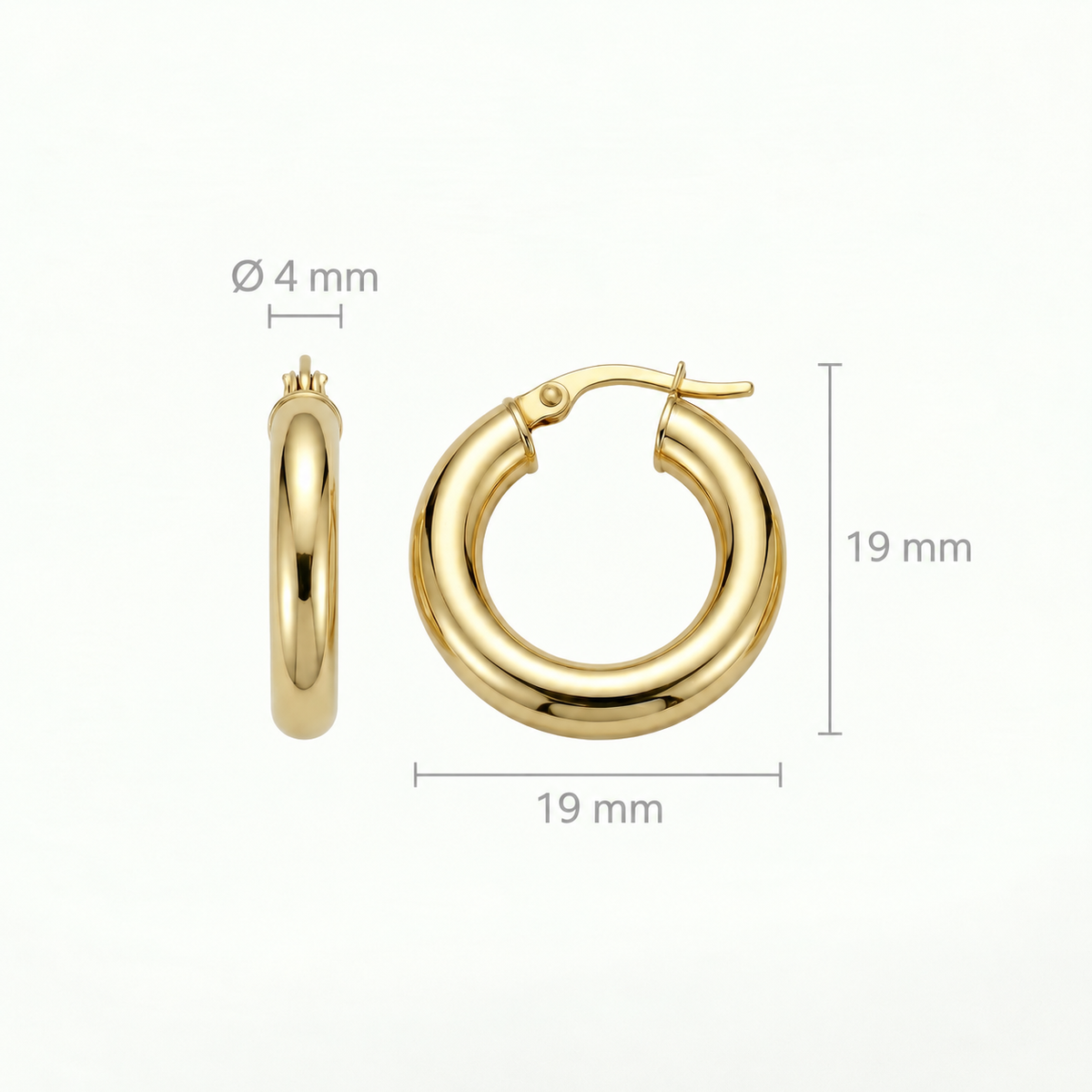 Klassische Creolen 19 mm aus 750er Gold, 4 mm stark – Ansicht 5