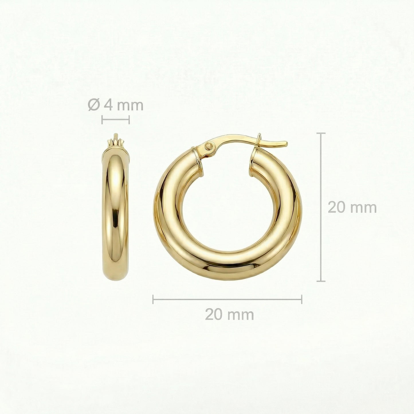 18K (750) Gold Creolen Damen 20 mm – Klassische Ohrringe | PAEEZE
