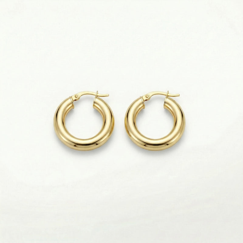 Klassische Creolen 19 mm aus 750er Gold, 4 mm stark – Ansicht 3
