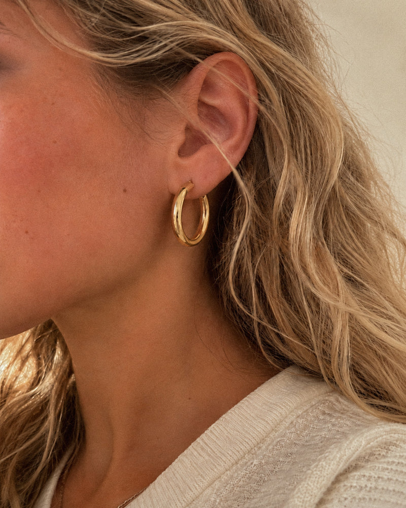 Klassische Creolen 23 mm aus 750er Gold, 5 mm breit