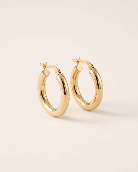Schmale Creolen 23 mm aus 750er Gold, 3 mm breit
