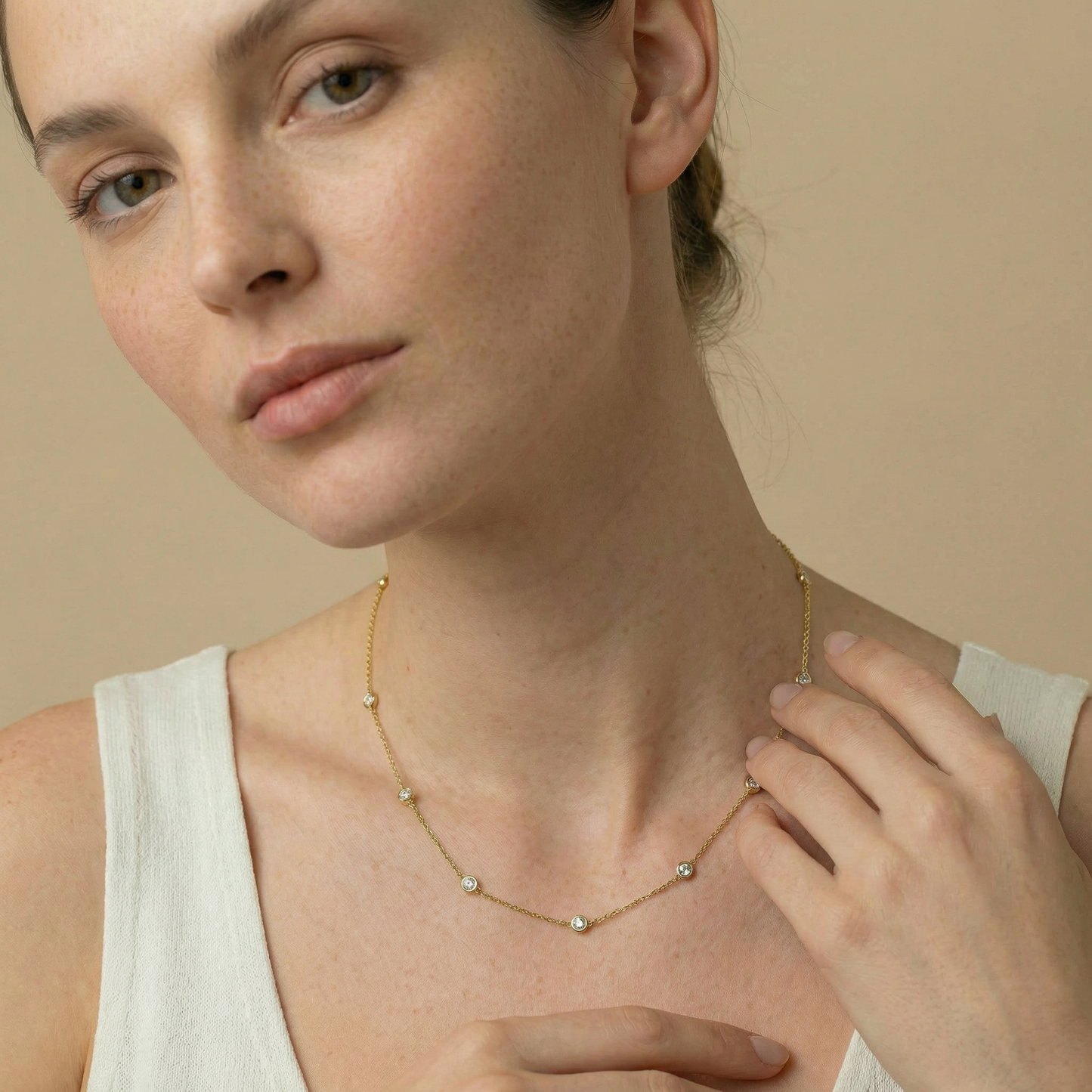 18K (750) Gold Halskette mit Zirkonia Damen – Feine Kette 45 cm | PAEEZE
