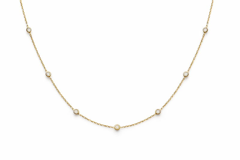Feine Halskette mit Zirkonia aus 750er Gold, 45 cm – Ansicht 2