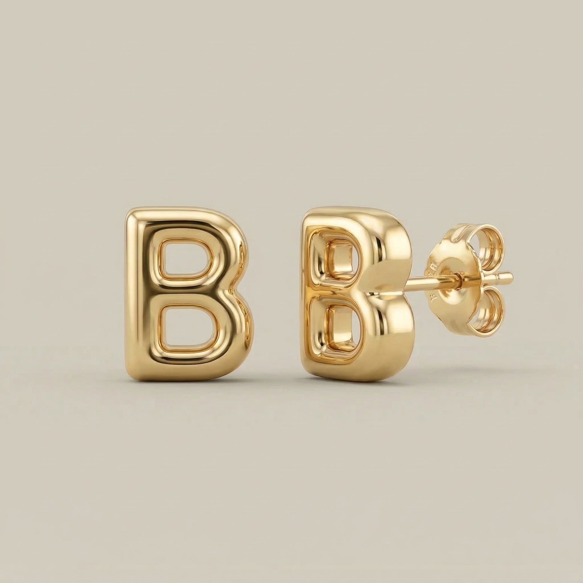18K (750) Gold Initial Ohrstecker B Damen – Buchstaben Ohrringe | PAEEZE