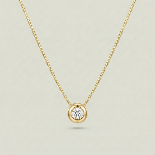 18K (750) Gold Kette mit Zirkonia Anhänger Damen 6 mm | PAEEZE