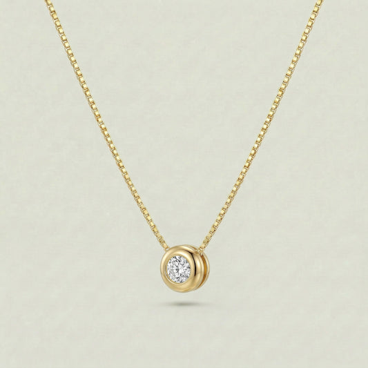 18K (750) Gold Kette mit Zirkonia Anhänger Damen 6 mm | PAEEZE