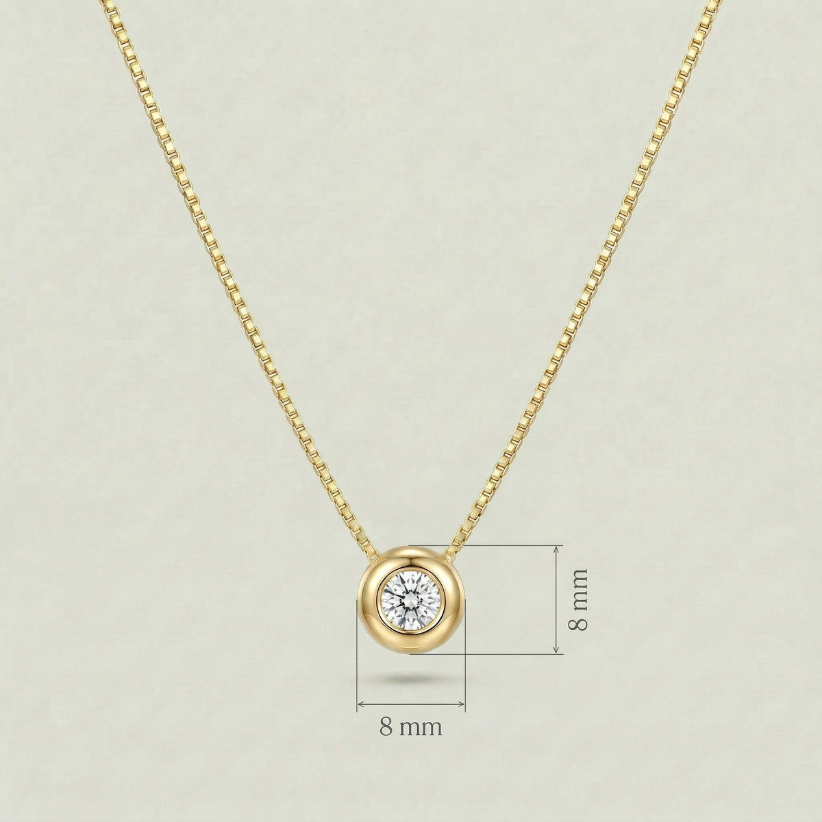 18K (750) Gold Kette mit Zirkonia Anhänger Damen 8 mm | PAEEZE