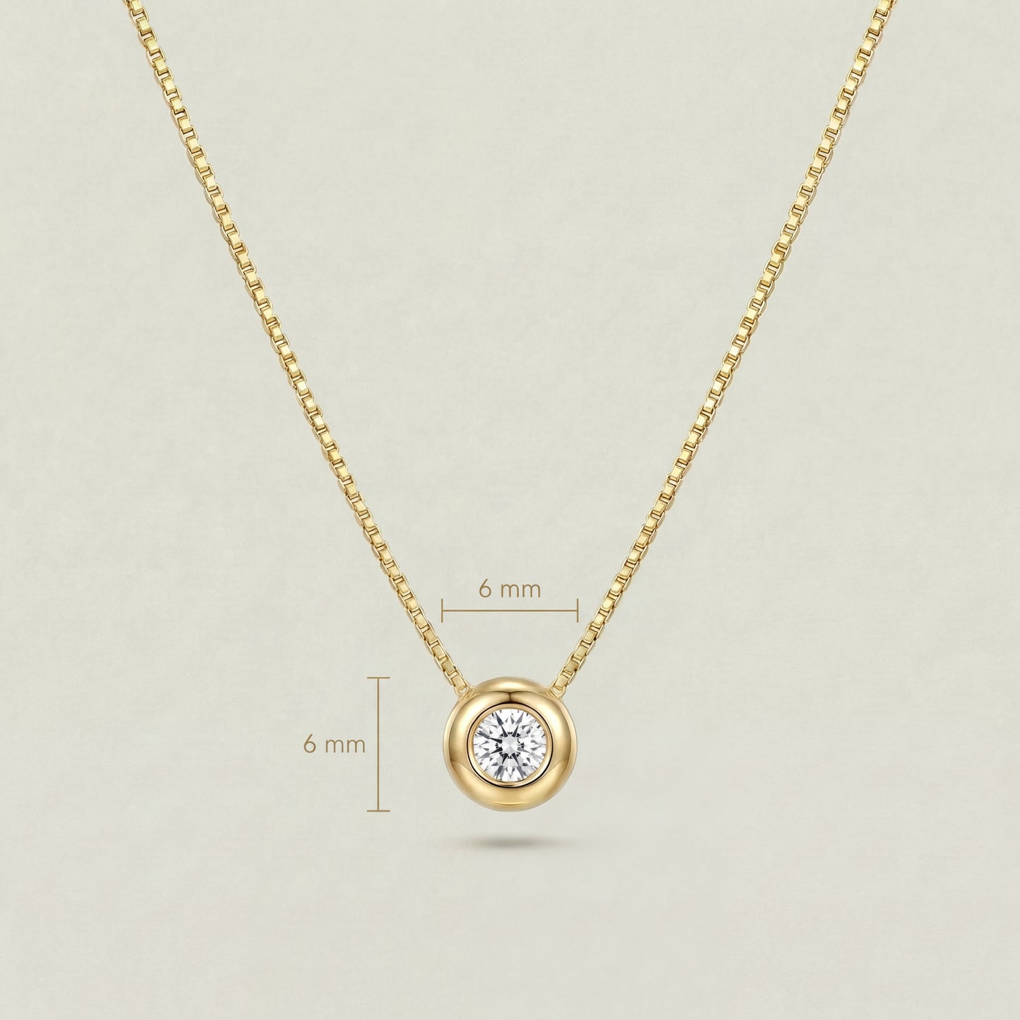 18K (750) Gold Kette mit Zirkonia Anhänger Damen 6 mm – Zeitlos | PAEEZE