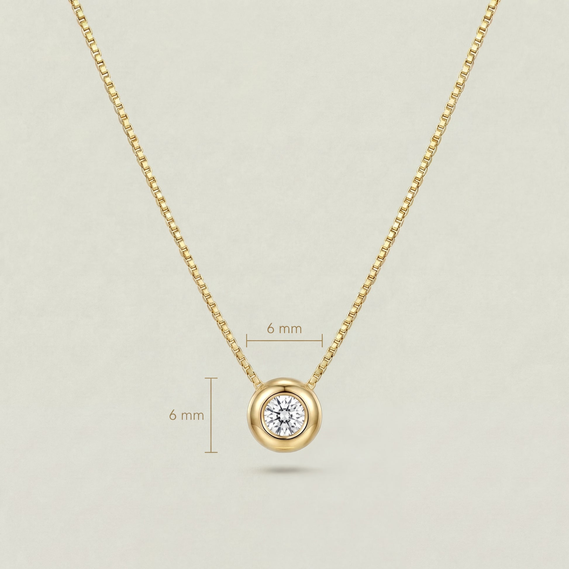18K (750) Gold Kette mit Zirkonia Anhänger Damen 6 mm – Zeitlos | PAEEZE