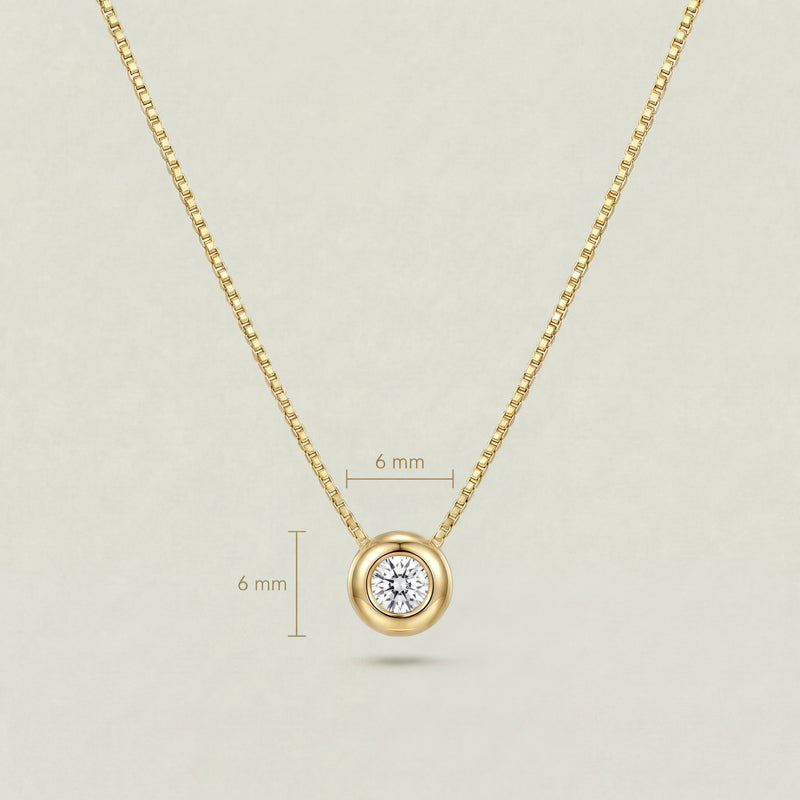 Zirkonia-Anhänger 6 mm mit Kette aus 750er Gold – Ansicht 2