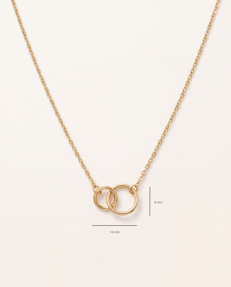 Halskette mit zwei verschlungenen Ringen aus 750er Gold – Ansicht 3