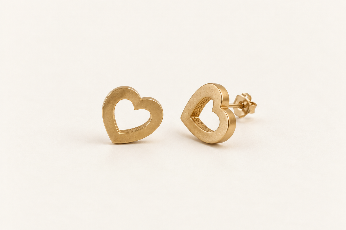 Offene Herz-Ohrstecker 17 mm aus 750er Gold