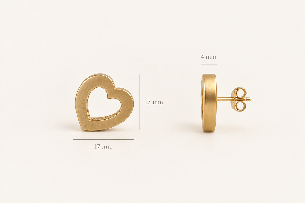 Offene Herz-Ohrstecker 17 mm aus 750er Gold – Ansicht 3